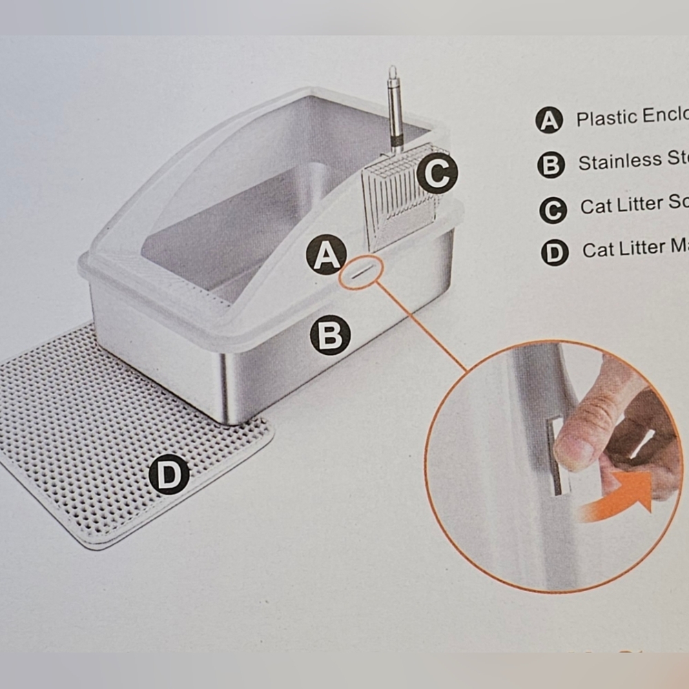 new Mixjoy XL Stainless Steel semi enclosed stainless steel cat Litter Box Dark